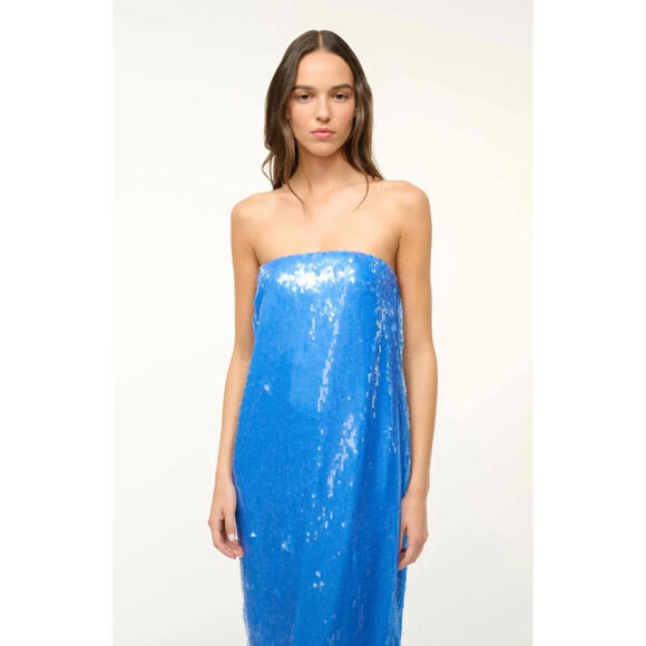 NWT $600 STAUD Casey Sequin Beaded Gown Dress Midi Designer 4/small - Picture 5 of 14